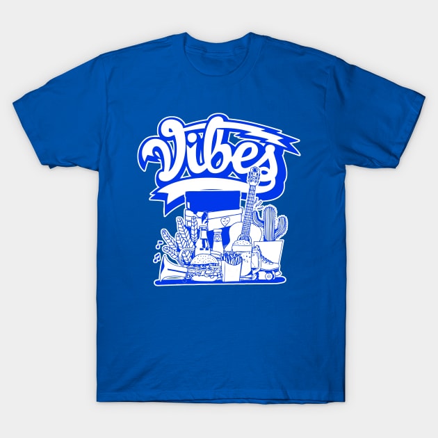 Vibes Racer Blue and White T-Shirt by funandgames